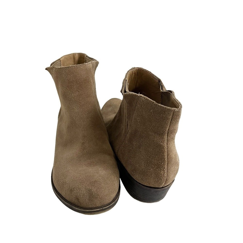 Lucky Brand Woman’s 7.5 Tan Suede Slip On Block Heel Ankle Booties